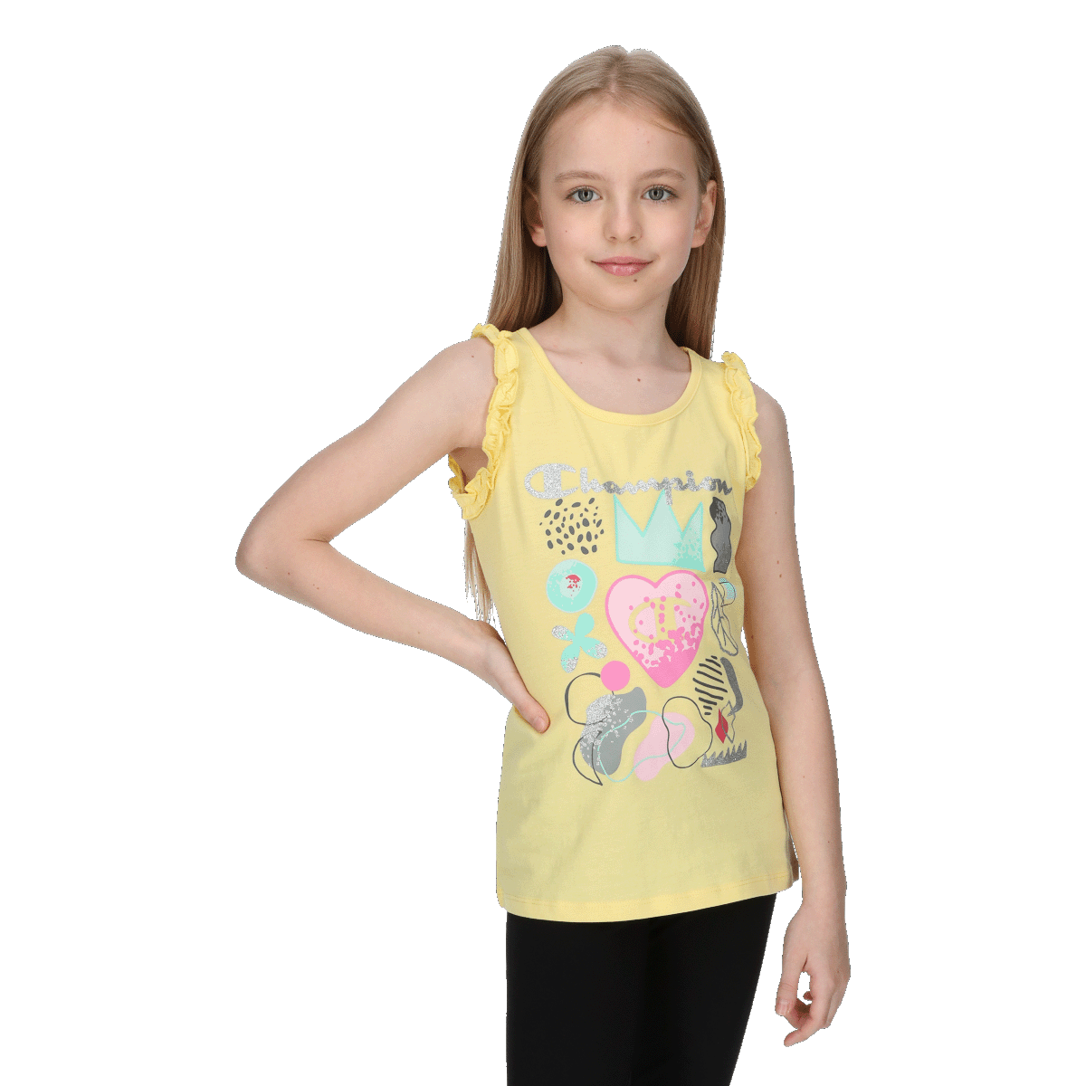 GIRLS FLOWER SLEEVELESS T-SHIRT